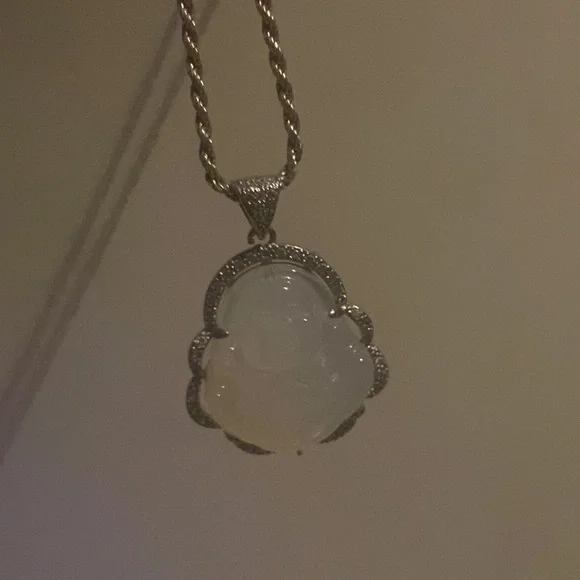 white jade silver buddha pendant - Picture 3 of 3